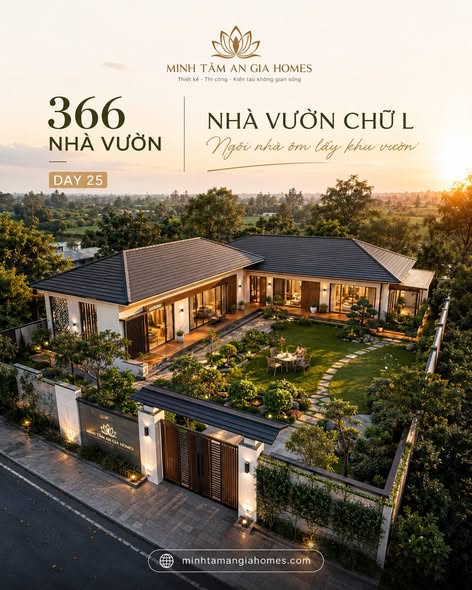 Concept nhà vườn chữ L nhìn từ trên cao