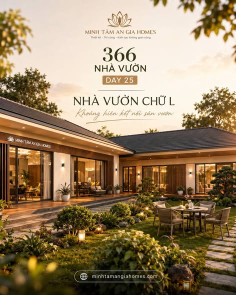 Mặt bằng công năng concept nhà vườn chữ L